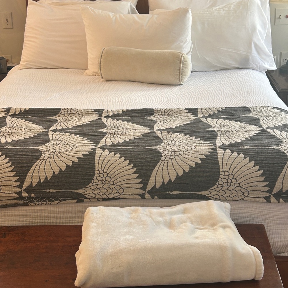 Modern Black + Gray Birds in Flight Cranes Throw Blanket Organic Cotton 2 Side - Picture 11 of 16